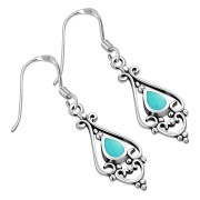 Turquoise Drop Silver Earrings, e431